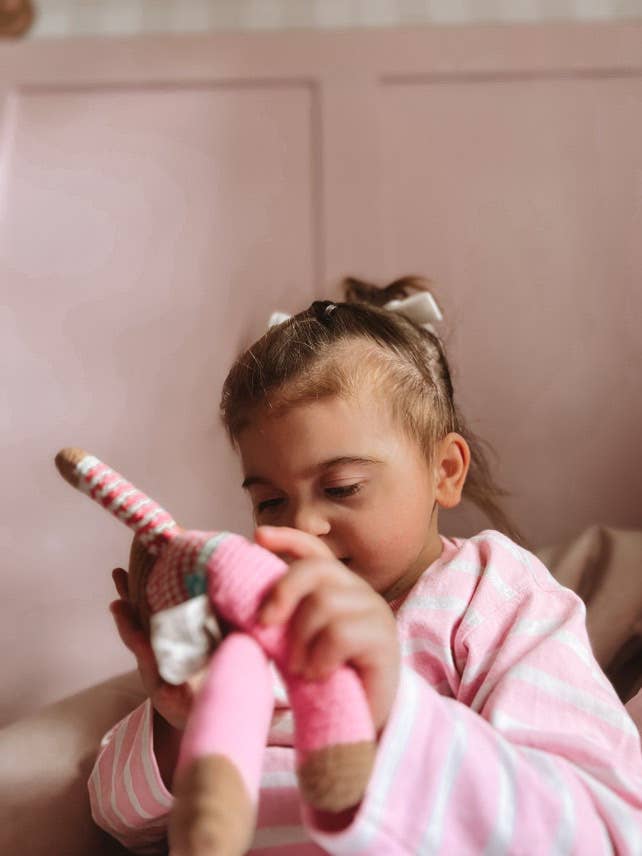 Crochet Baby Toy Flipps mid-pink trouser