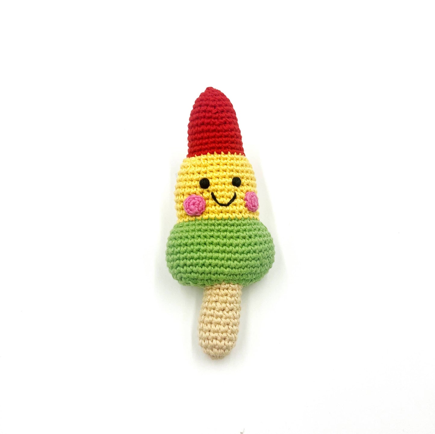 Crochet Baby Toy Friendly rocket ice loll rattle-red
