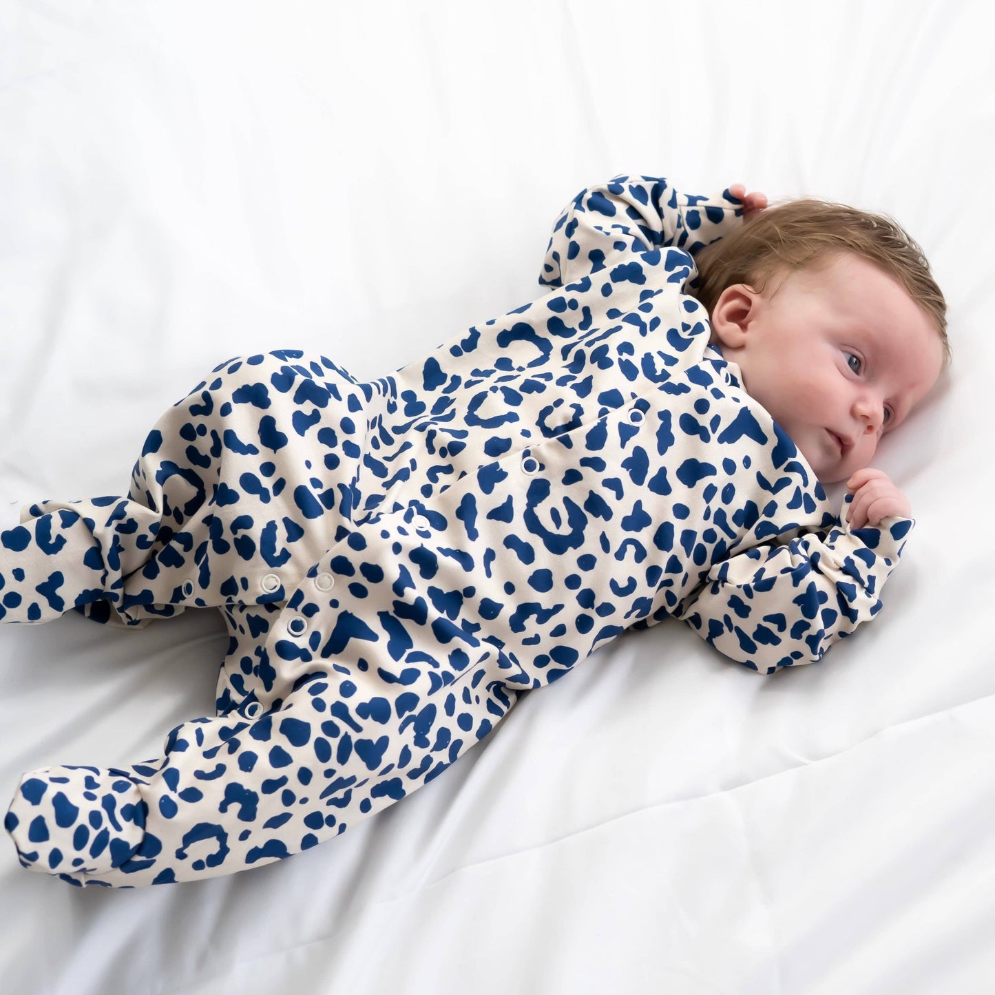 Blue Leopard print cotton Sleepsuit: 3-6 M