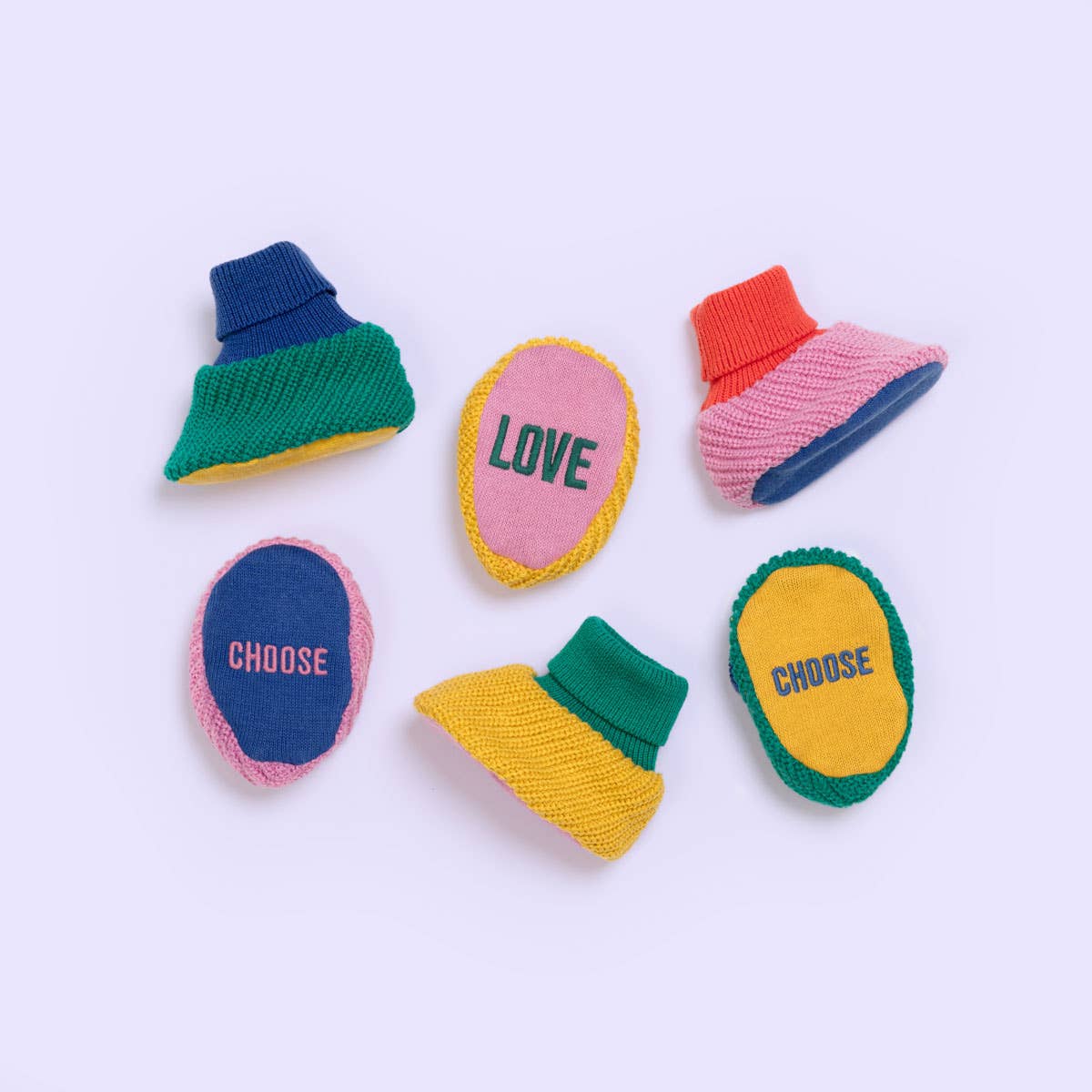 Cotton Knit Baby Slipper Socks: Choose Love Green