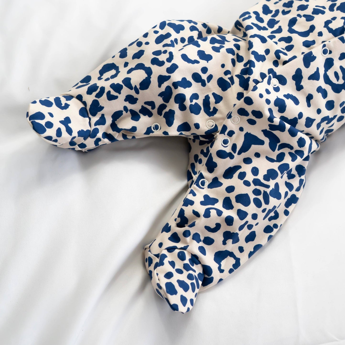 Blue Leopard print cotton Sleepsuit: 3-6 M