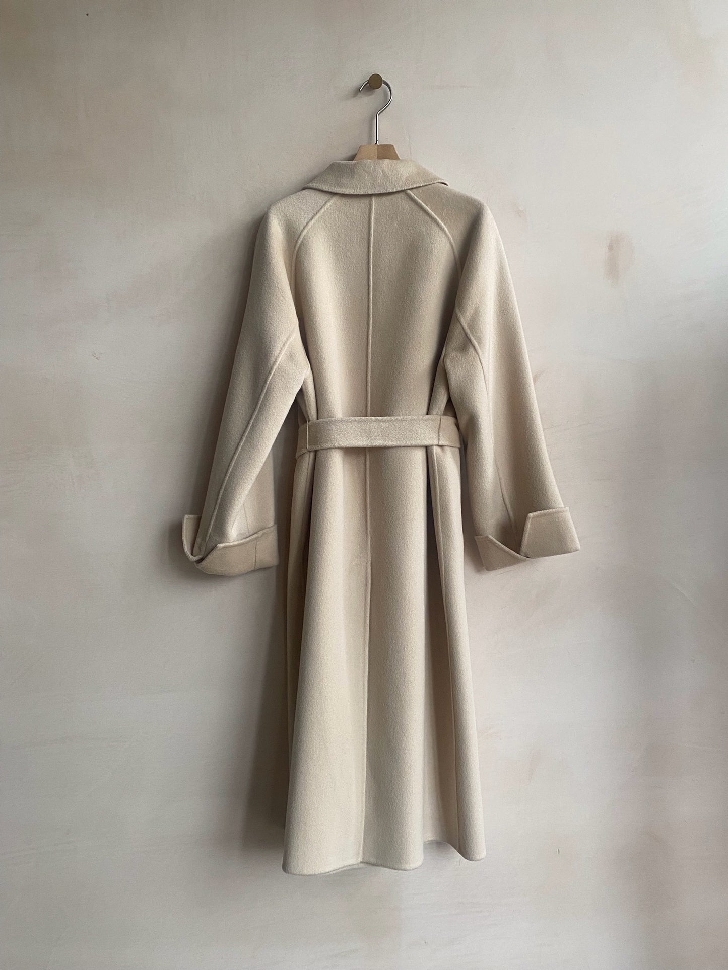Wool Long double coat -Ivory-