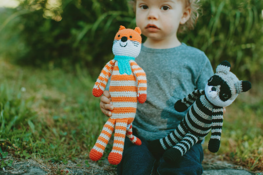 Crochet Baby Toy Raccoon rattle
