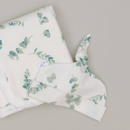 Eucalyptus Top-Knot Beanie: 0-3M