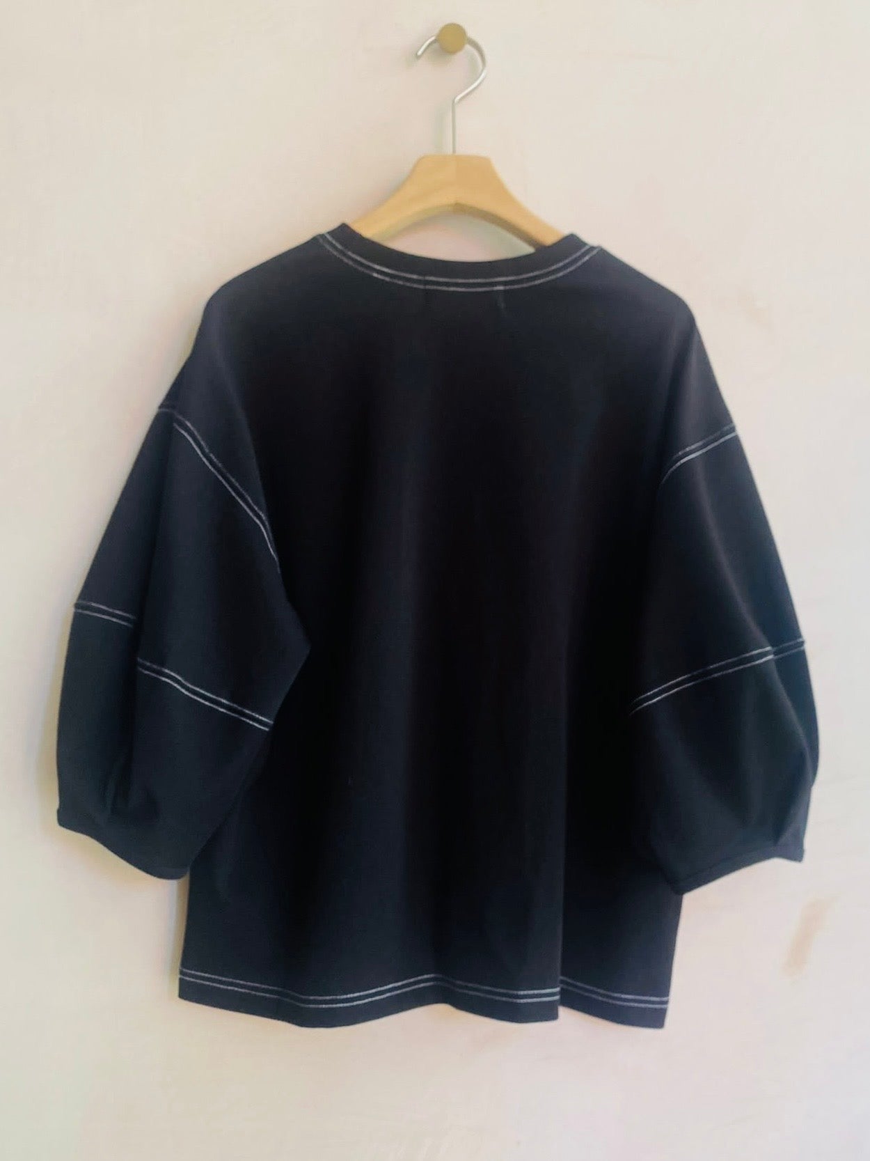 Stitch Balloon Sleeve Top -BLACK-