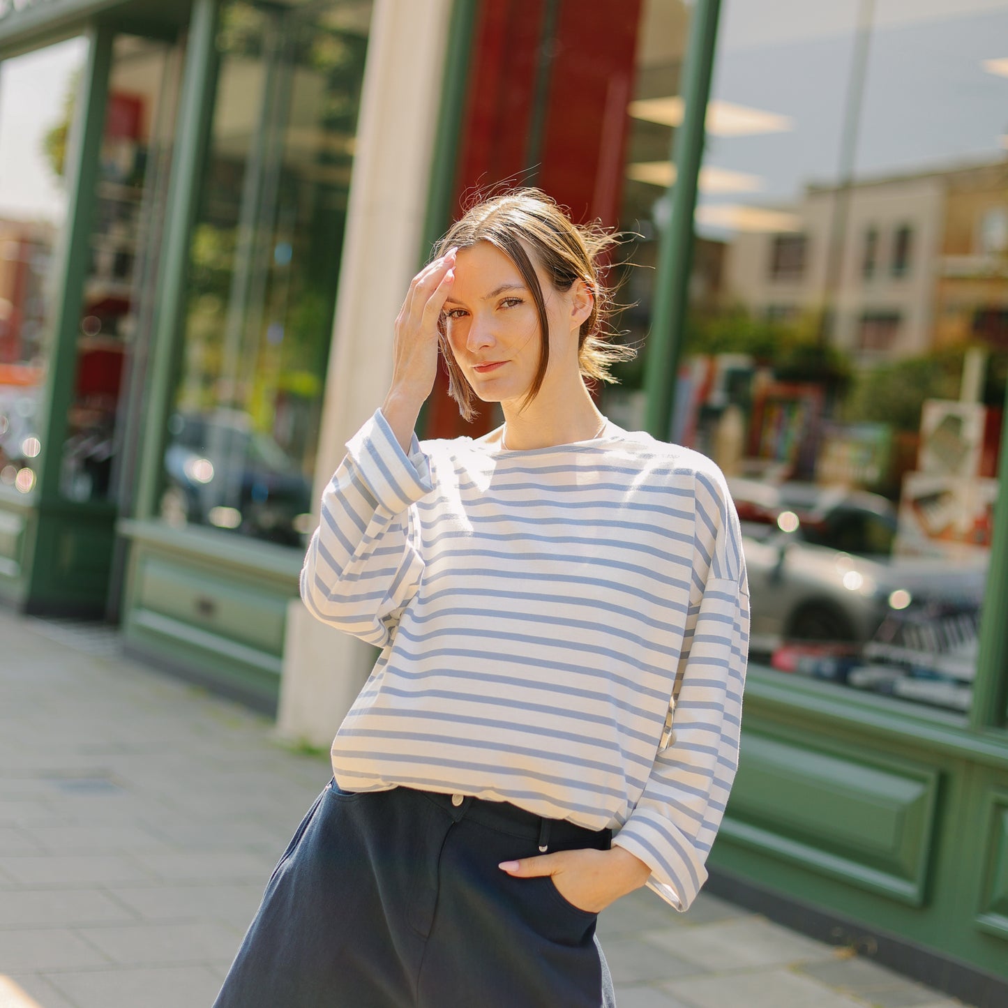 Breton Stripe Long sleeve T-shirts Light Blue
