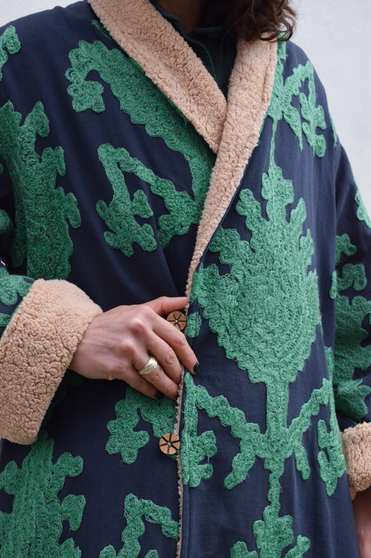 EMBROYDARY LONG COAT -GREEN- BY EDL