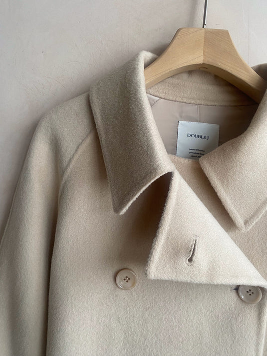 Wool Long double coat -Ivory-