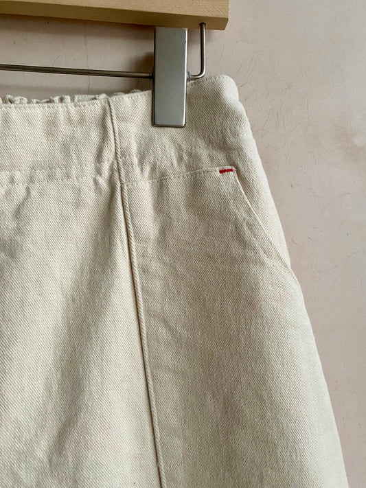 COTTON STRETCH SQ POCKET W RED STETCH -Ivory-