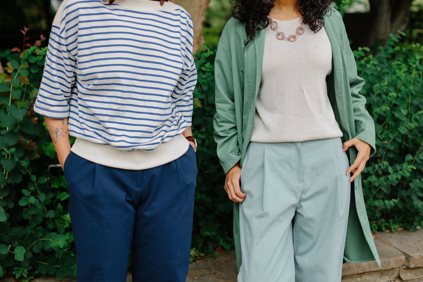 Pleated cropped trousers -Mint-
