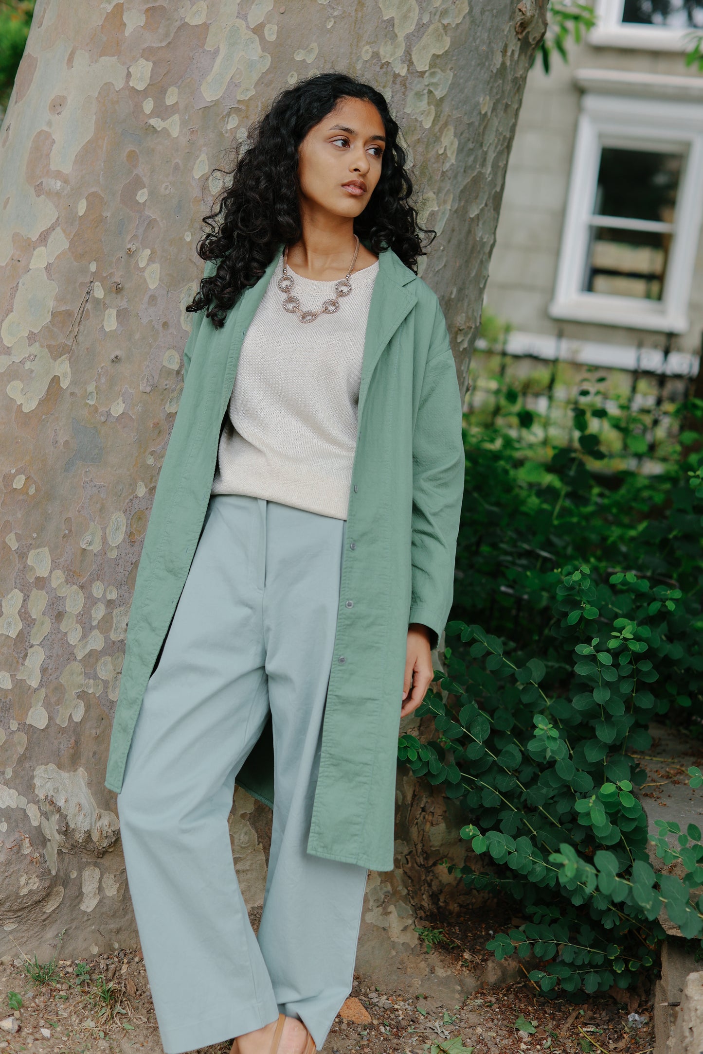 Pleated cropped trousers -Mint-