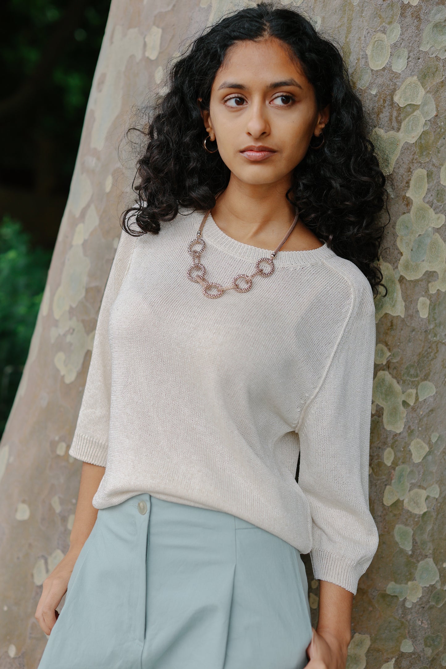 Pleated cropped trousers -Mint-