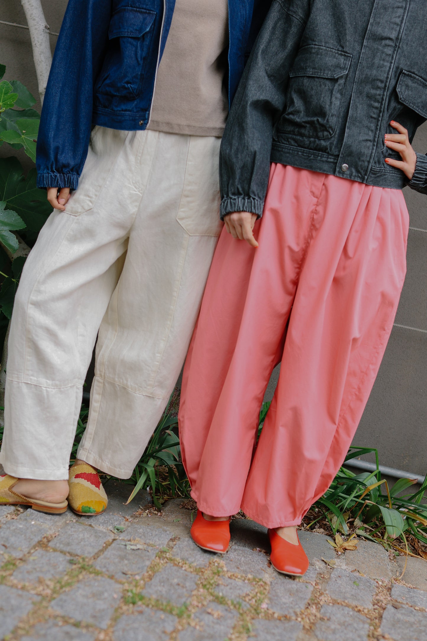 Barrel Leg wide trousers -Pink-