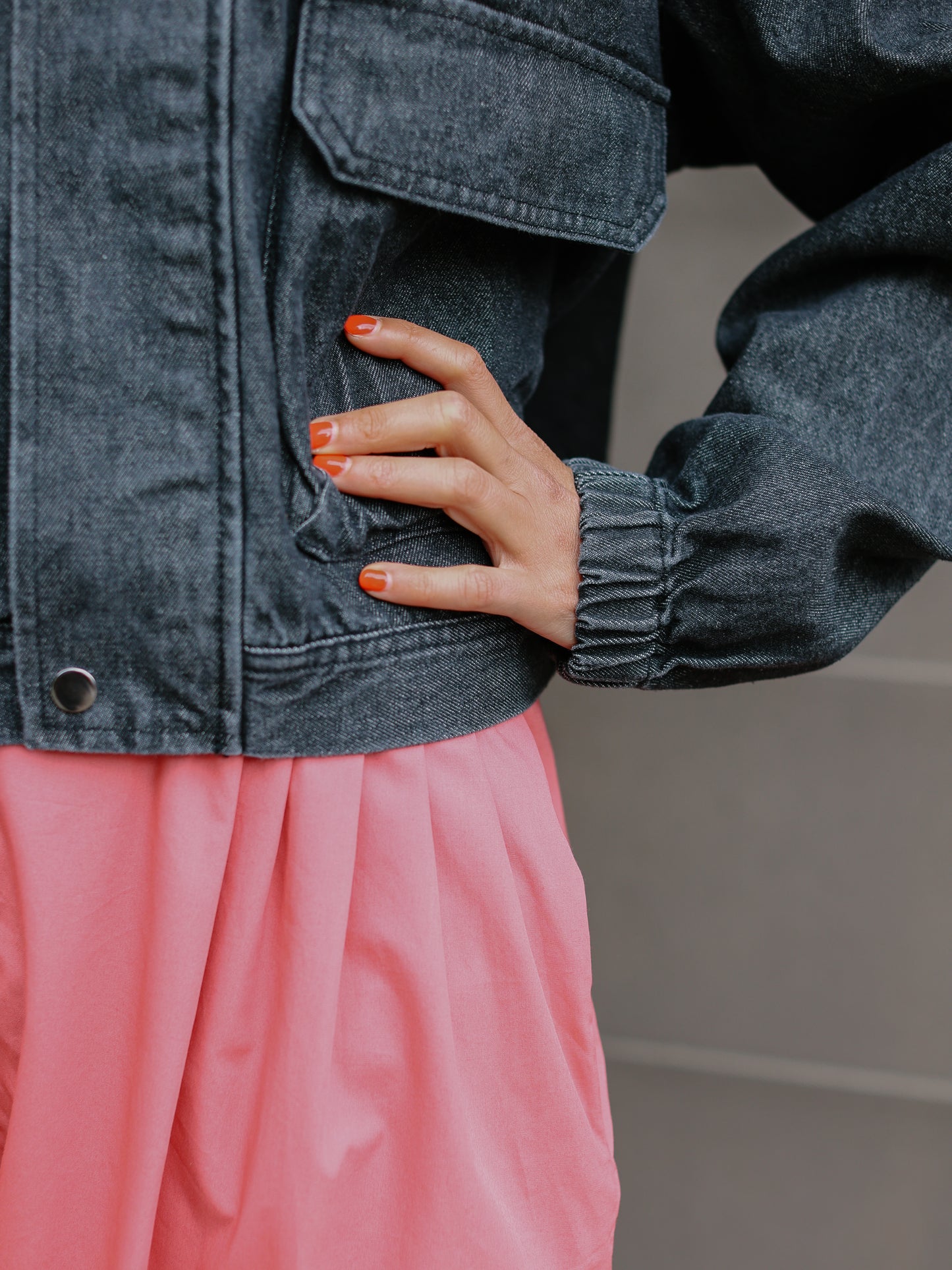 Barrel Leg wide trousers -Pink-