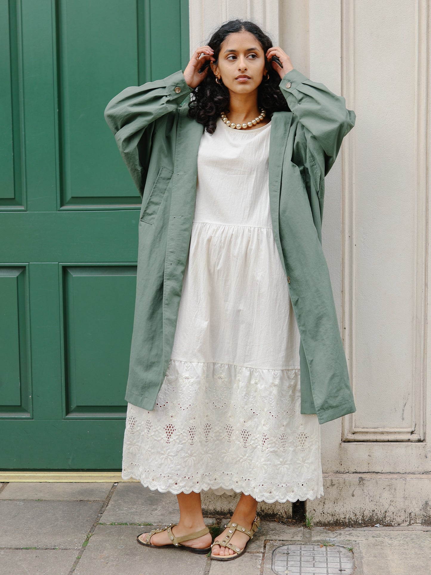 Summer light long Coat -Khaki-