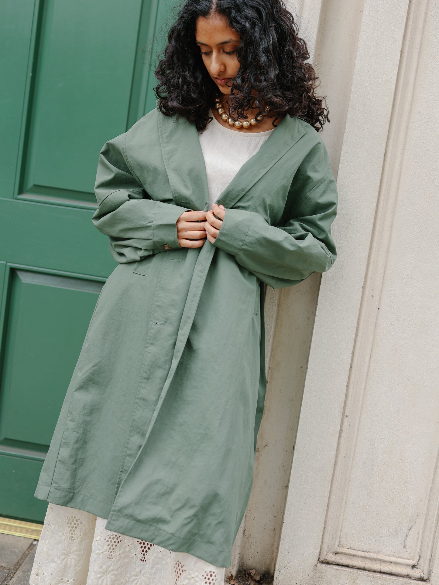 Summer light long Coat -Khaki-