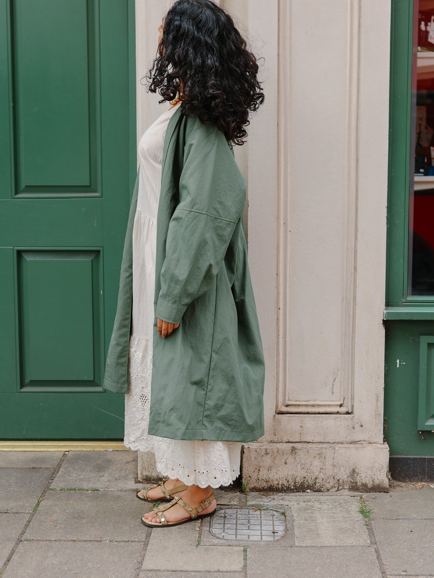 Summer light long Coat -Khaki-