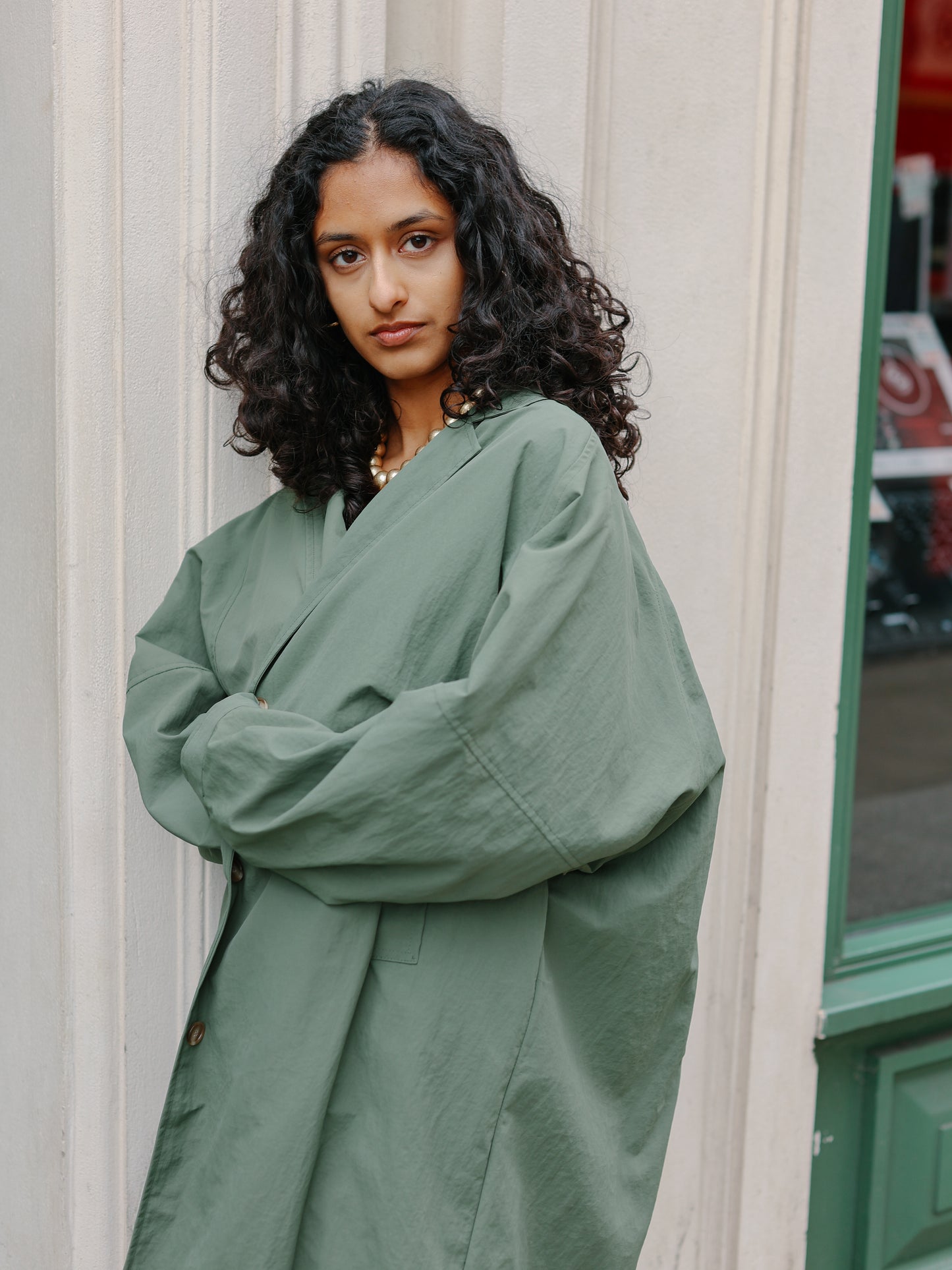Summer light long Coat -Khaki-