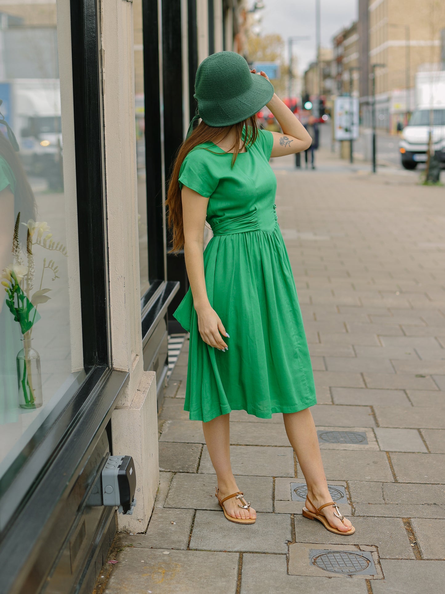 Summer Nostalgia Midi Dress -Leaf Green-