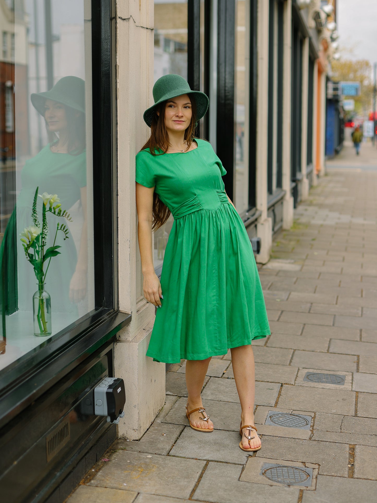 Summer Nostalgia Midi Dress -Leaf Green-