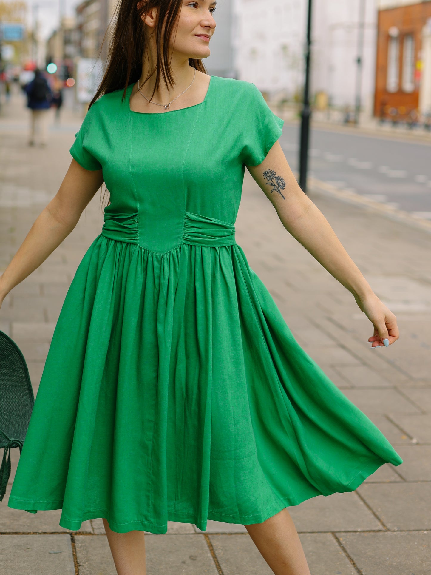 Summer Nostalgia Midi Dress -Leaf Green-