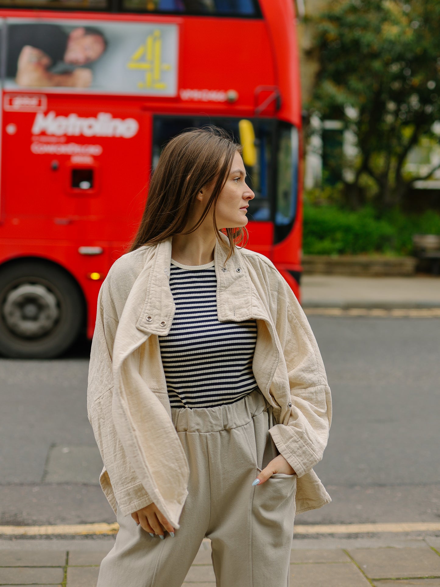 High neck kimono textured cotton Jackets -Ivory-