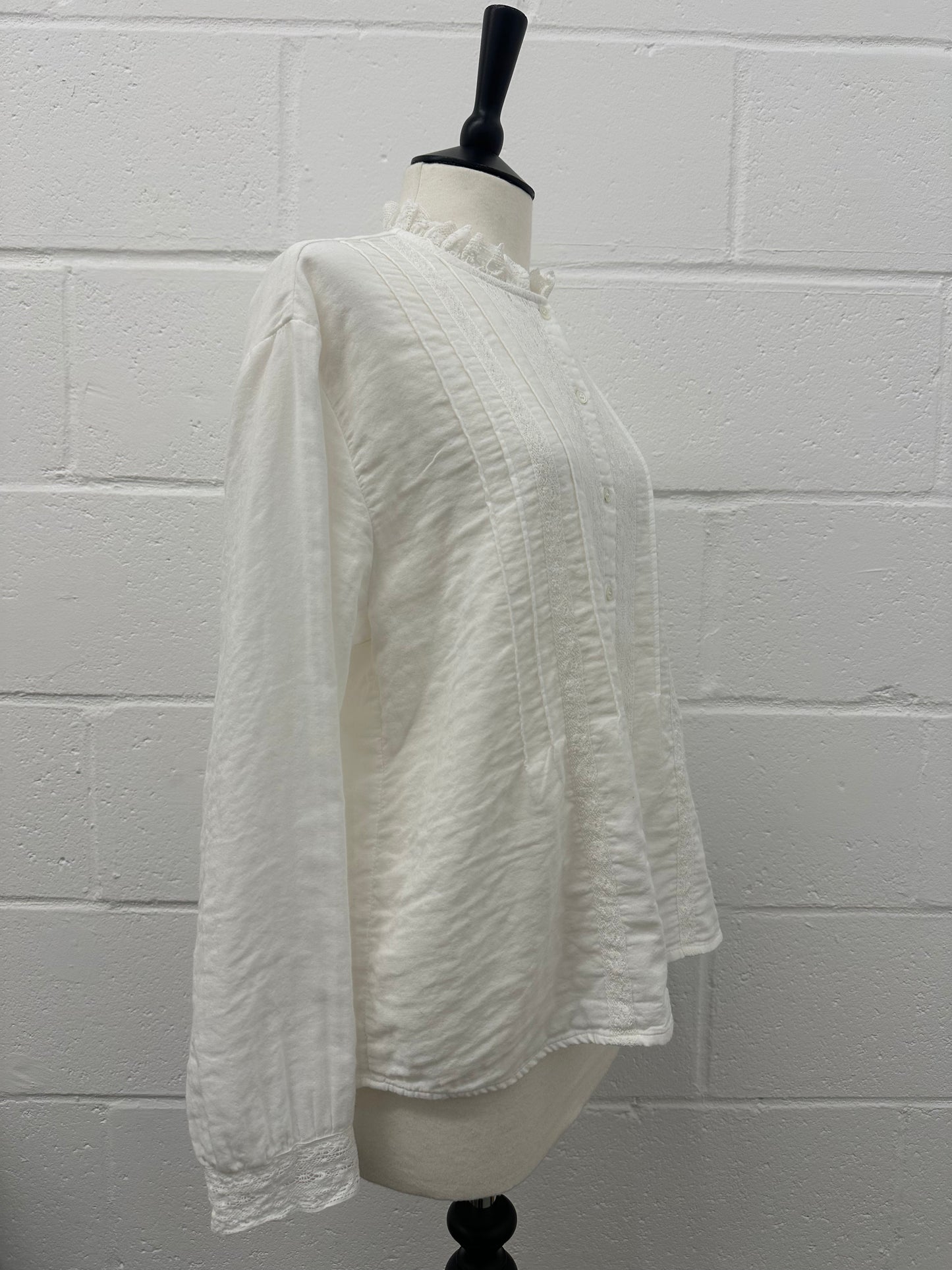 Cotton stand neck Shirts -White-