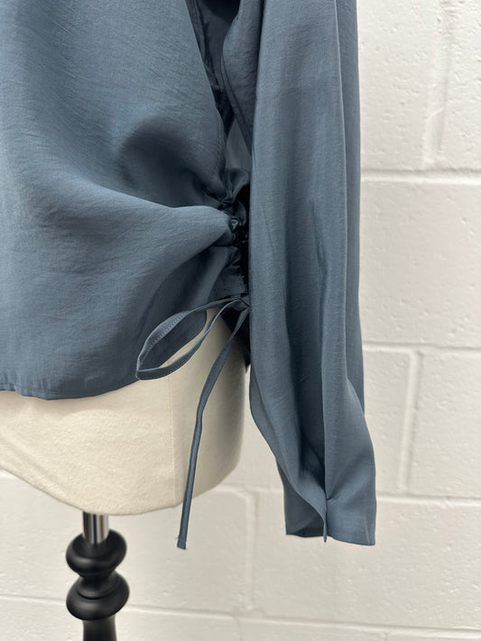 Side sherring shirts top -Blue-