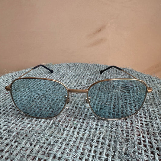 Peckhams VERYNERD Sunglass Mat Gold Titanium frame x light blue lens UV400