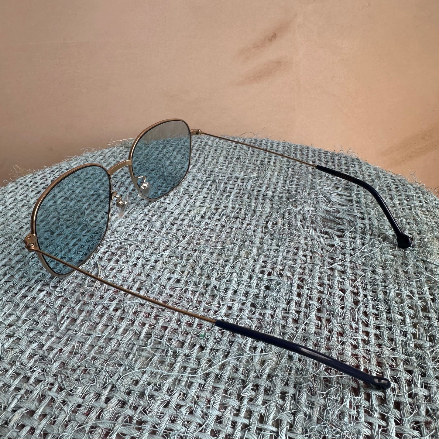 Peckhams VERYNERD Sunglass Mat Gold Titanium frame x light blue lens UV400