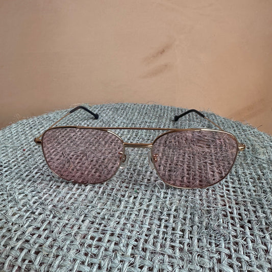 Peckhams VERYNERD Sunglass white Gold Titanium frame x pink lens UV400