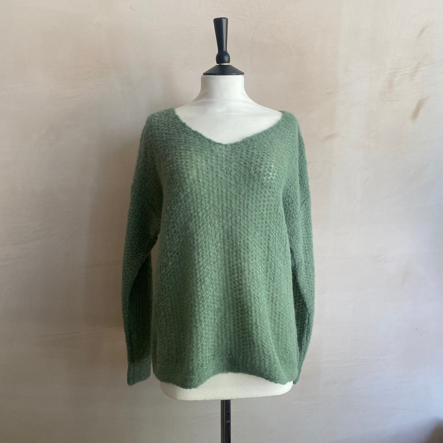 Brigette Loom v-neck Knitwear - Forest Green -