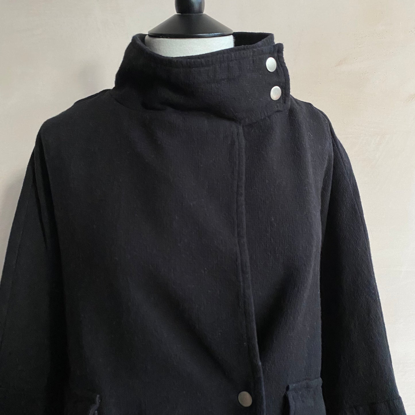 High neck kimono JK brushed cotton checked back - Black -