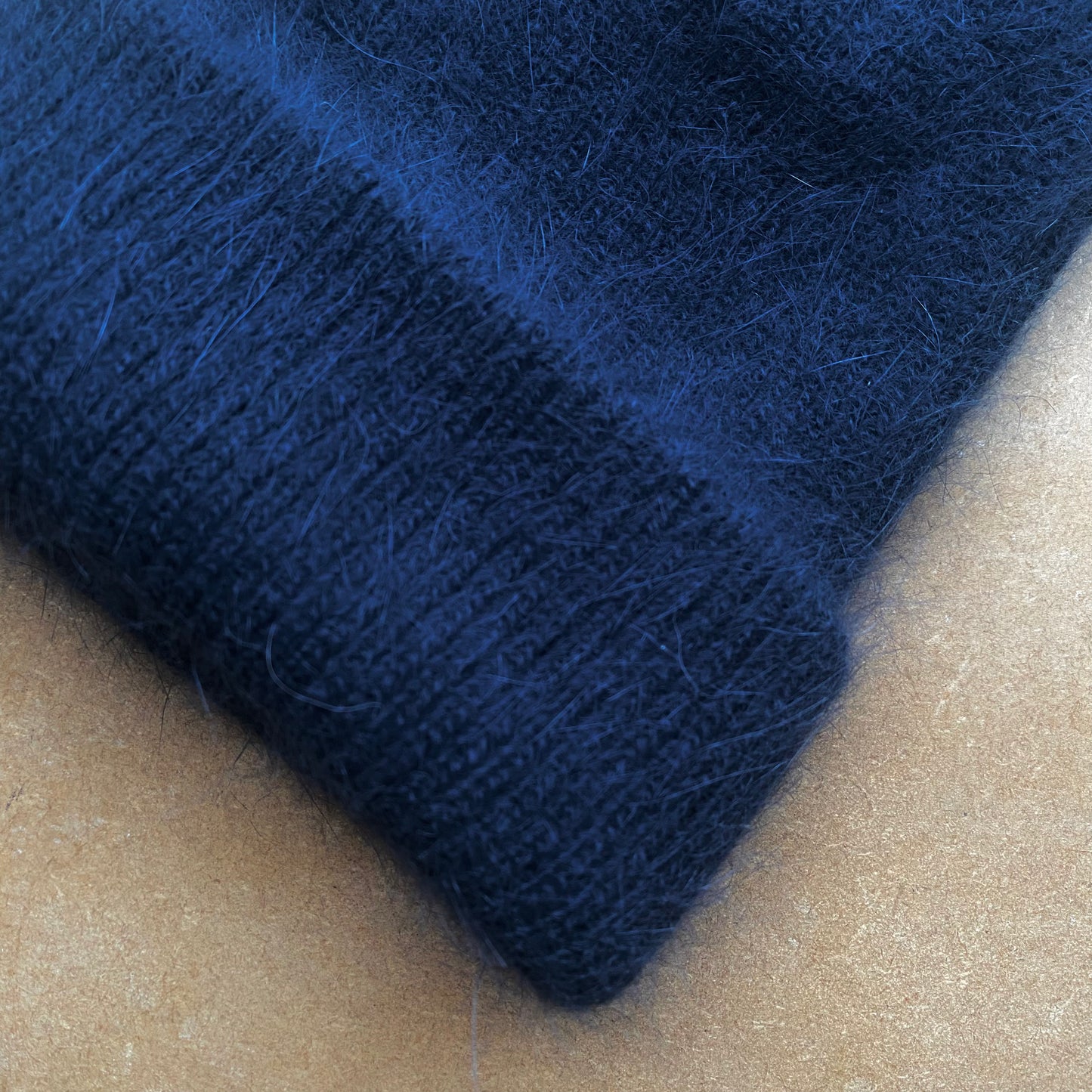 Fluffy Angora knit Beanie-Navy-