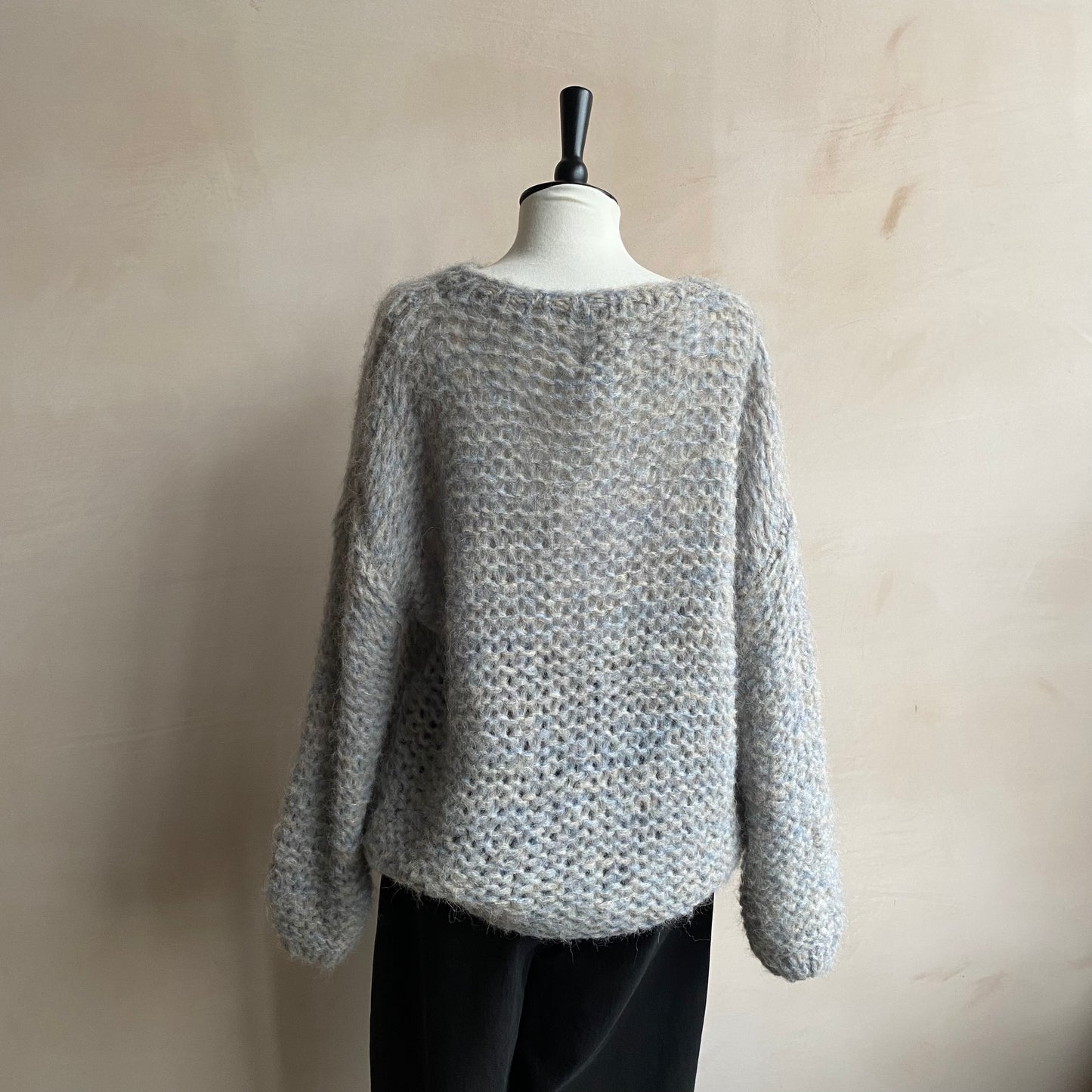 Alpaca knit Michi Loop -Mix Baby blue x Natural-
