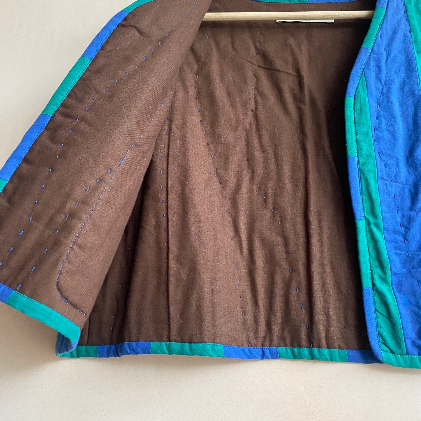 Hand Quilted Stripe Cotton Gilet -Green- by Chung Rowe