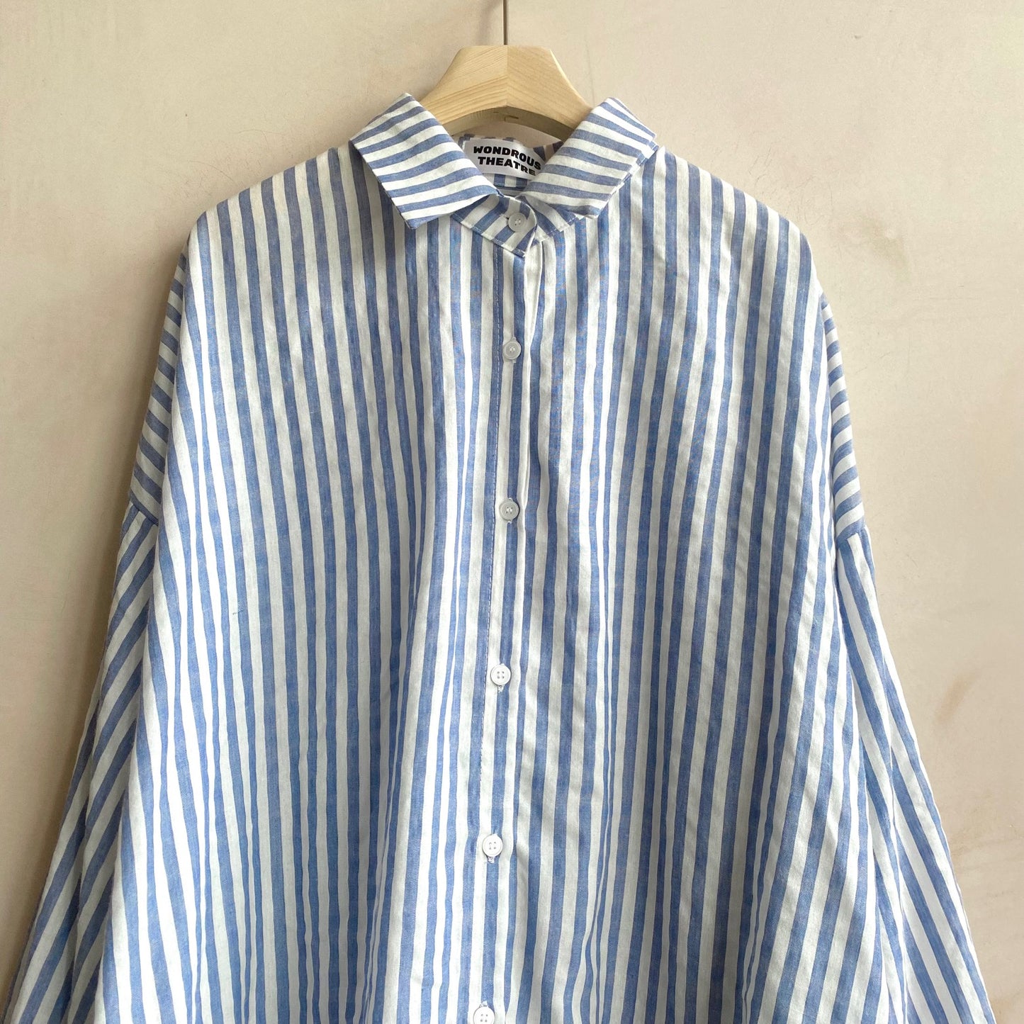 Mix stripe cotton shirts -Blue-