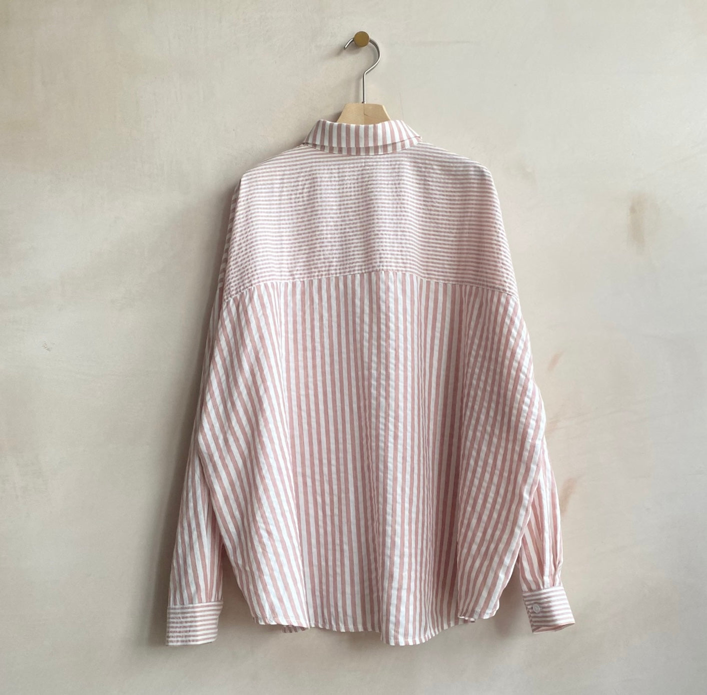 Mix stripe cotton shirts -Pink-