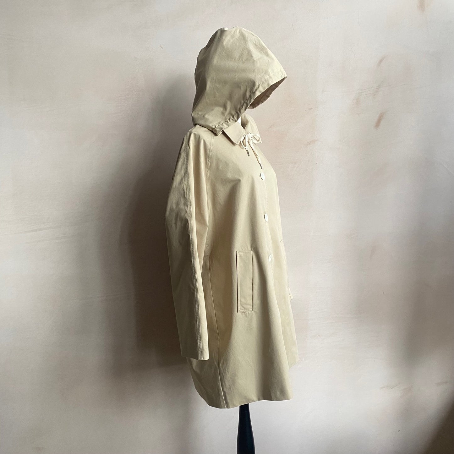 Cotton mid Botton up coat with white lining -Beige-