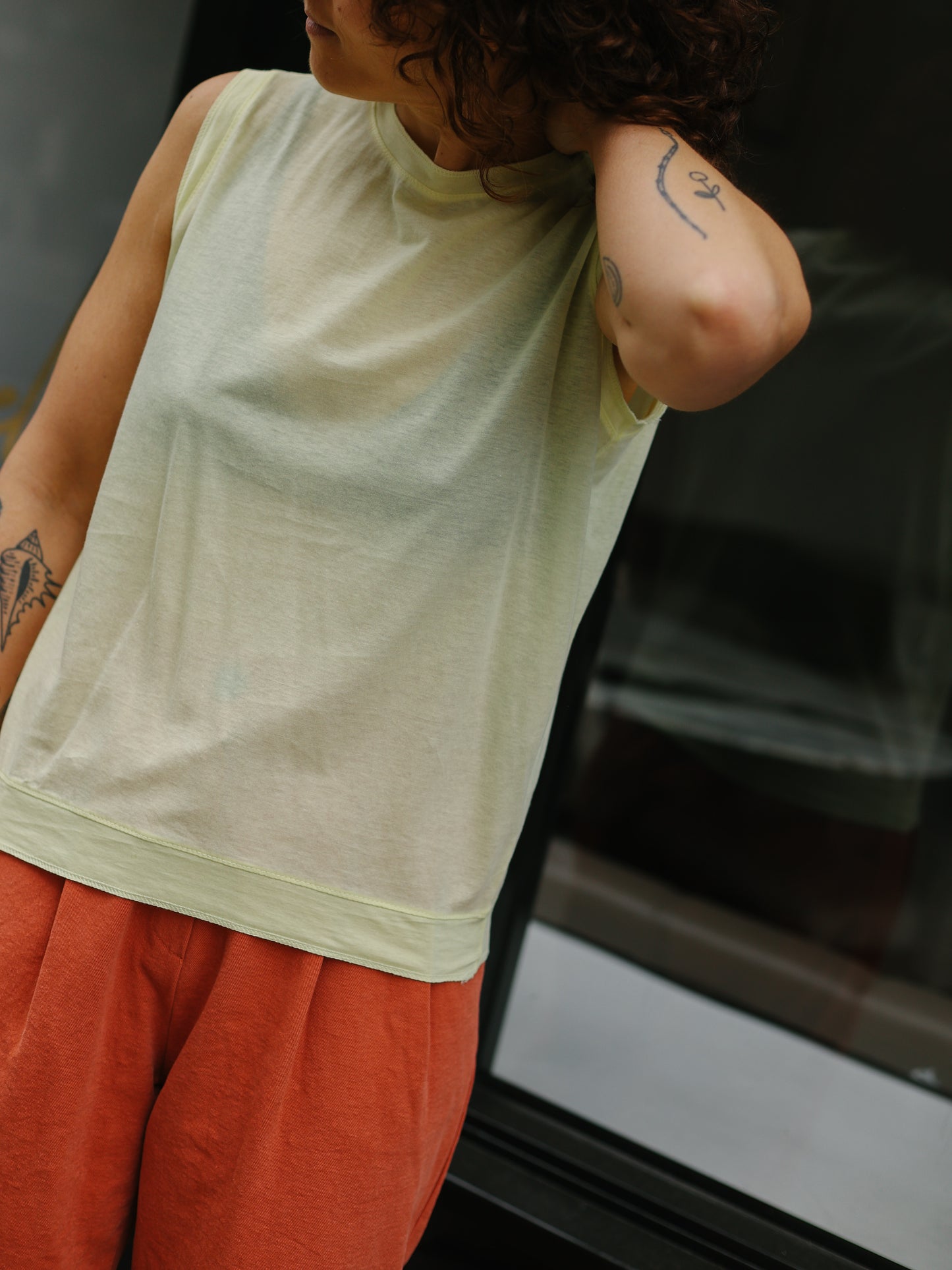 Double Stitched Summer tank -Lemon yellow-
