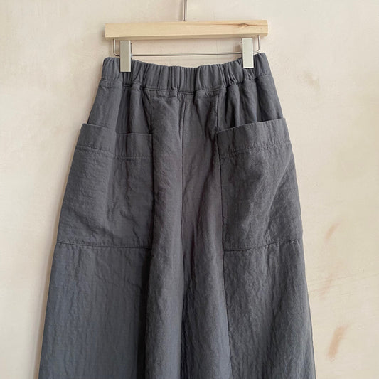 Textured cotton wide trousers -Charcole Grey-