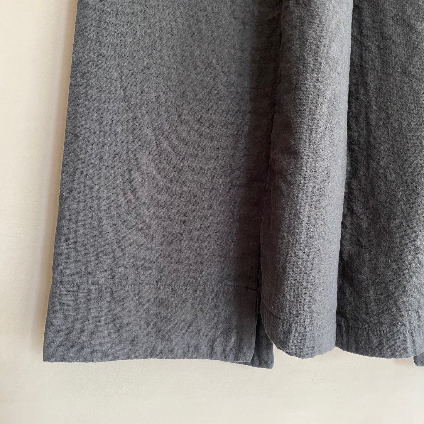 Textured cotton wide trousers -Charcole Grey-