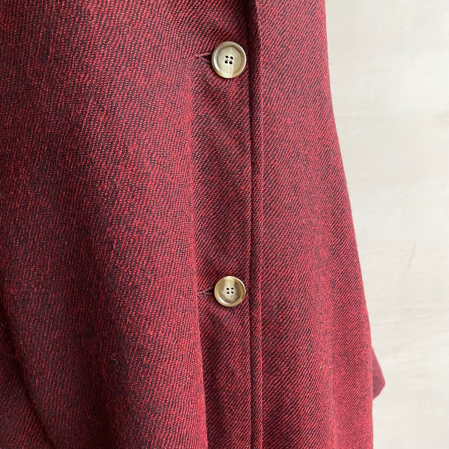Balloon Sleeve light weight wool long Coat -Red-