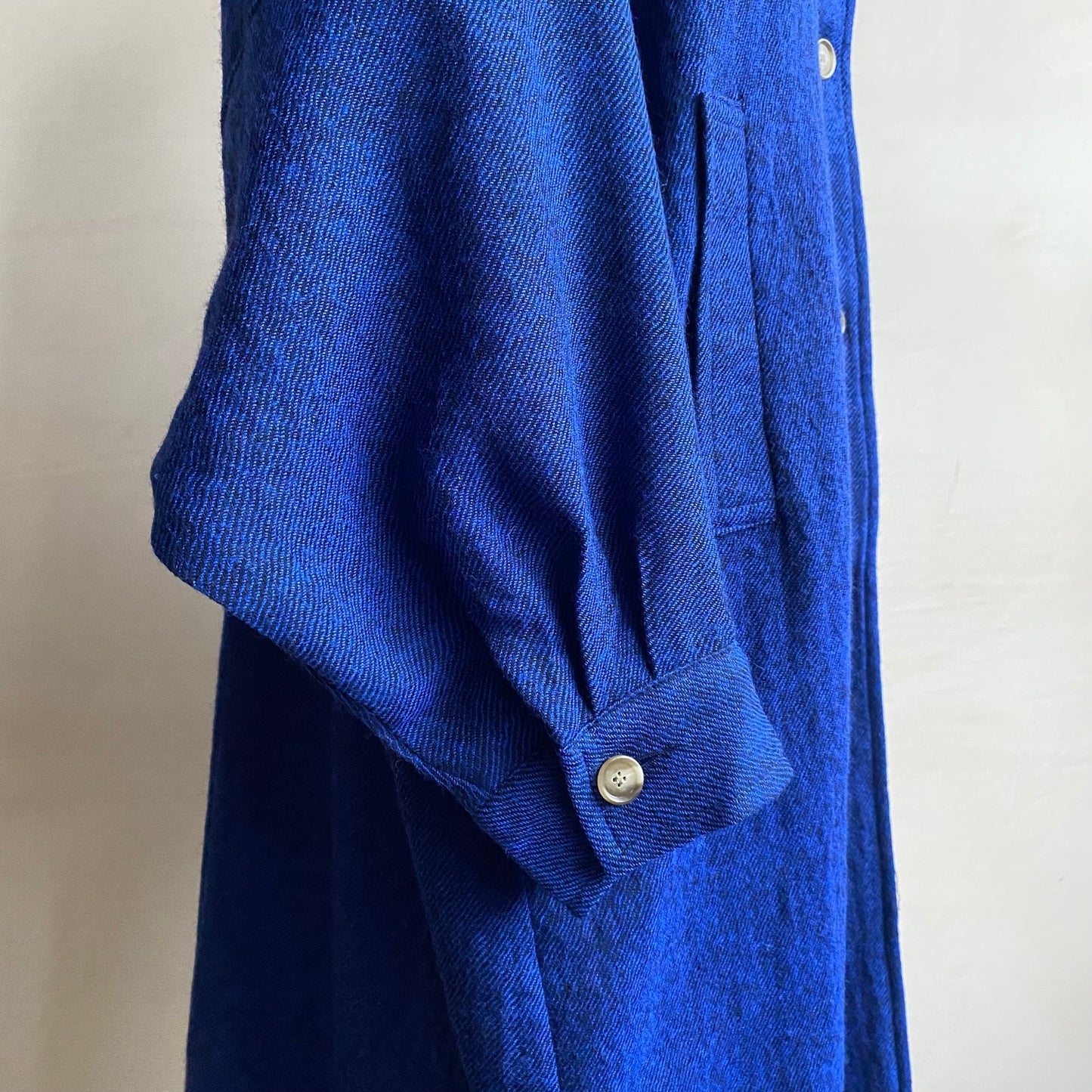 Balloon Sleeve light weight wool long Coat -Blue-