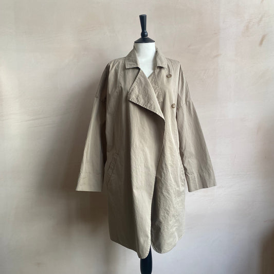 Double breasted folded sleeve cotton Jacket -L.grey-