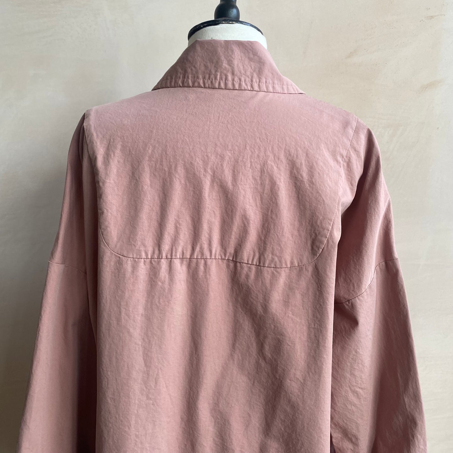 Double breasted folded sleeve cotton Jacket -Pink-