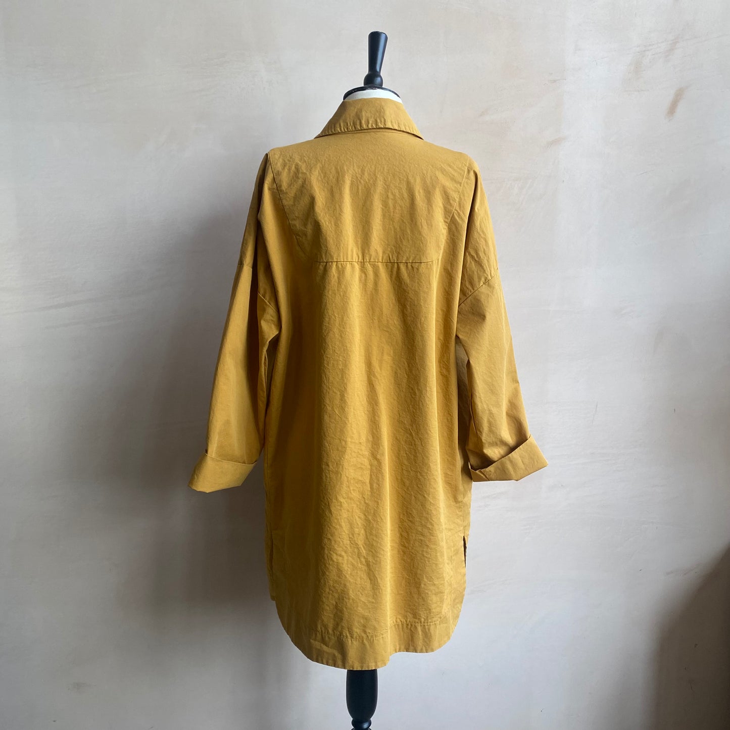 Double breasted folded sleeve cotton Jacket -Yellow-