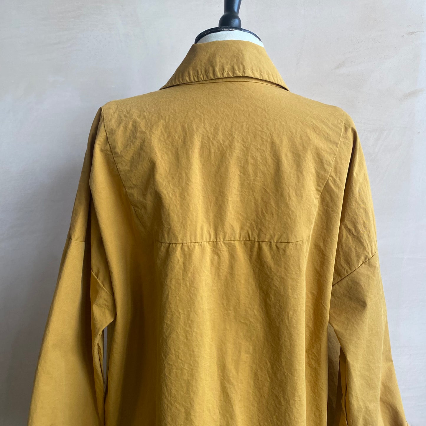 Double breasted folded sleeve cotton Jacket -Yellow-