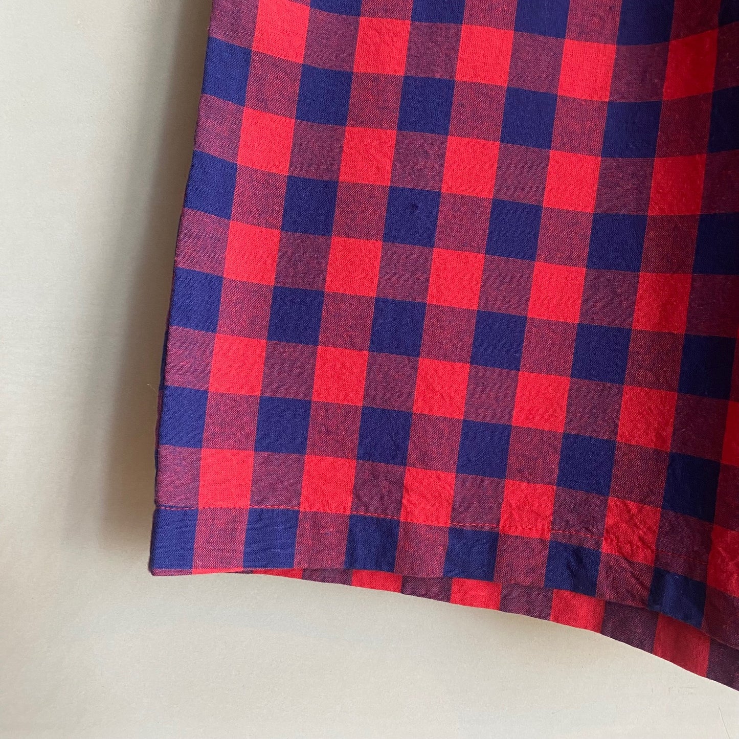Marie cotton trousers Gingham Check -RedxNavy-
