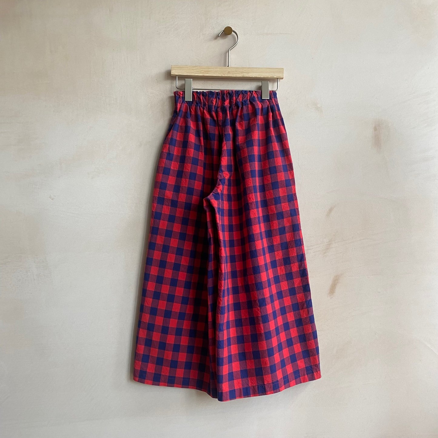 Marie cotton trousers Gingham Check -RedxNavy-